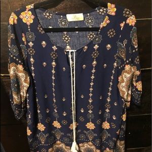 Tunic top or dress sheet cotton mid length sleeves